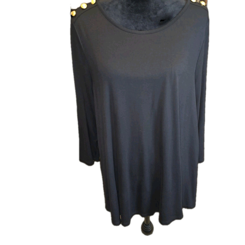 Lane Bryant Swing Tee 14/16 Black Rayon Stretch Tunic Top Plus Size